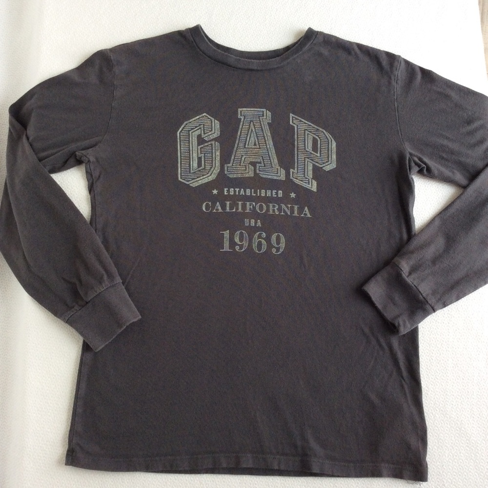 Grey GAP Logo Graphic Long Sleeve T Shirt